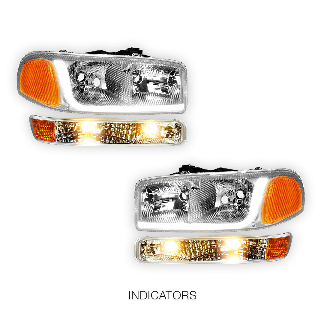 GMC Sierra 1500 HD SLE / SLT (2001 - 2007) LED DRL Headlights LH + RH