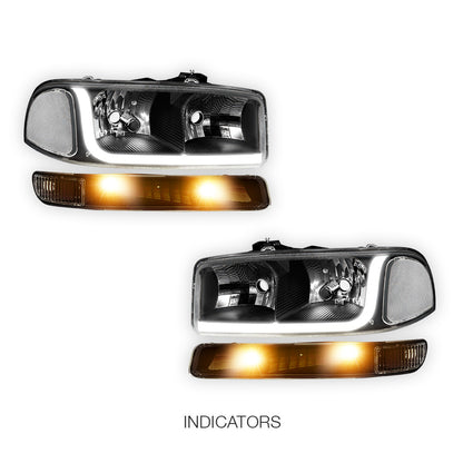 GMC Sierra 1500 HD SLE / SLT (2001 - 2007) LED DRL Headlights LH + RH