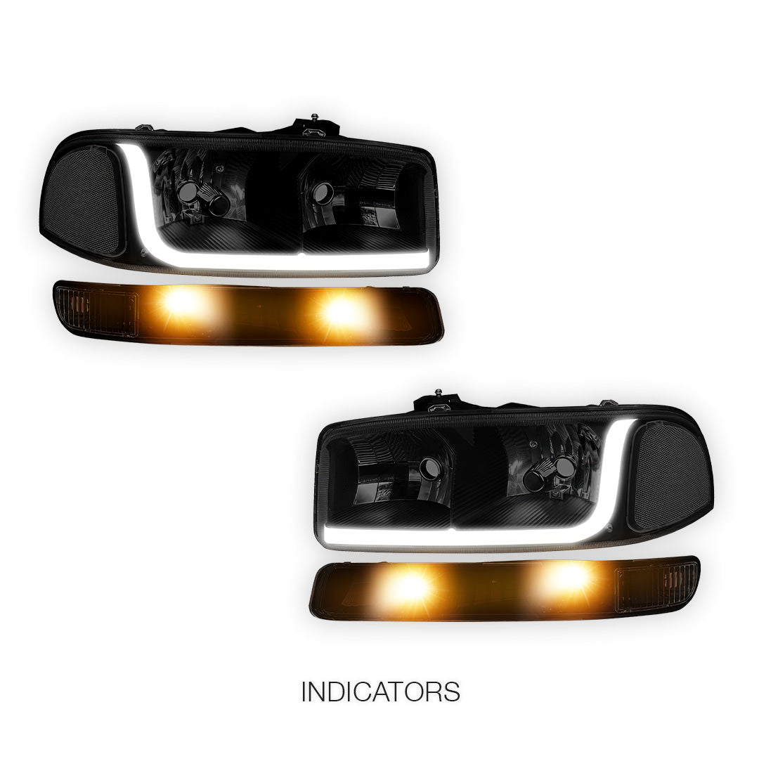GMC Sierra 1500 HD SLE / SLT (2001 - 2007) LED DRL Headlights LH + RH