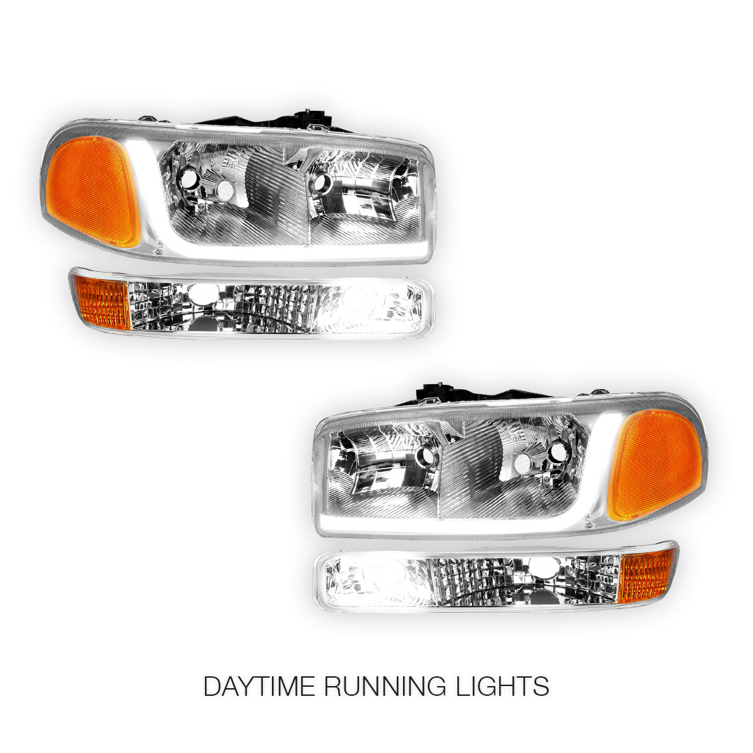 GMC Sierra 3500 SL / SLE / SLT (2001 - 2007) LED DRL Headlights LH + RH