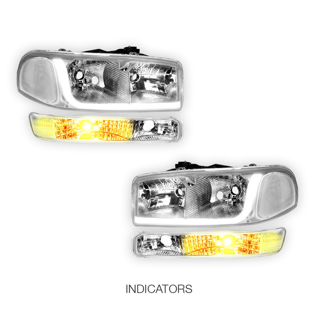 GMC Sierra 3500 SL / SLE / SLT (2001 - 2007) LED DRL Headlights LH + RH