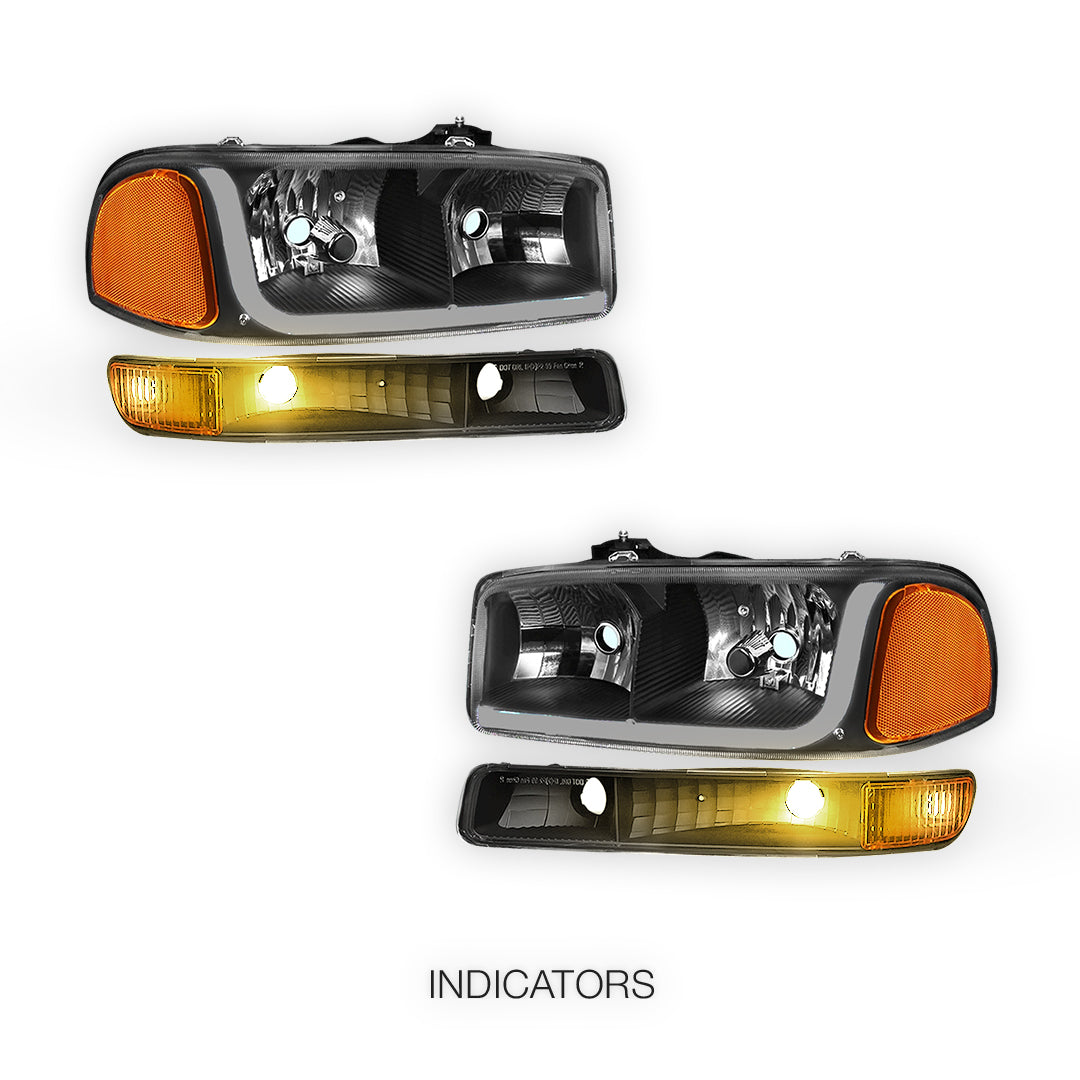 GMC Yukon XL 1500 SLE / SLT (2000 - 2006) LED DRL Headlights LH + RH