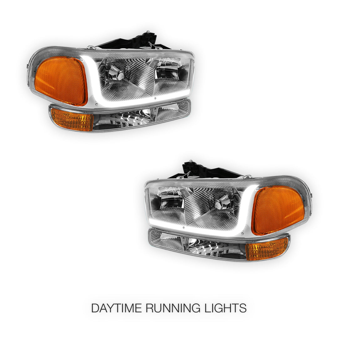 GMC Yukon XL 1500 SLE / SLT (2000 - 2006) LED DRL Headlights LH + RH