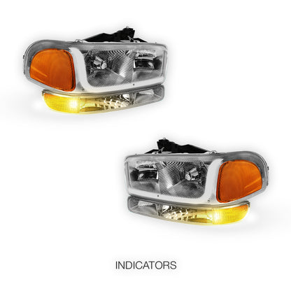 GMC Yukon XL 1500 SLE / SLT (2000 - 2006) LED DRL Headlights LH + RH