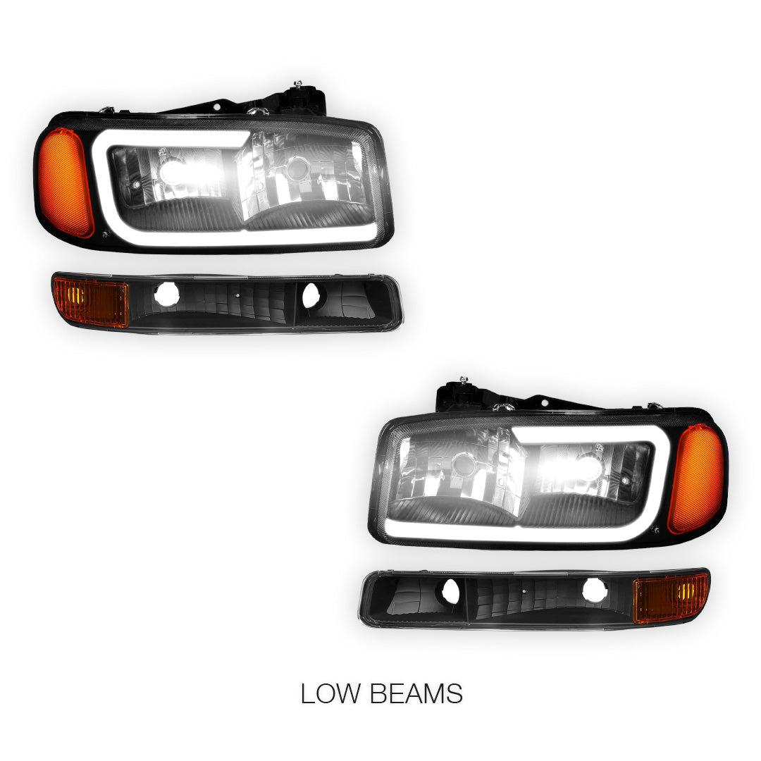 GMC Sierra 1500 SLE / SLE2 / SLT (1999 - 2007) Pair LED DRL Headlights LH + RH