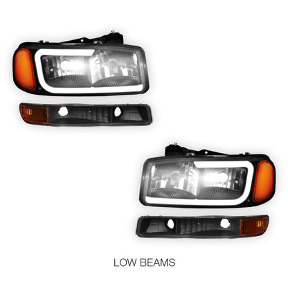 GMC Sierra 1500 SLE / SLE2 / SLT (1999 - 2007) Pair LED DRL Headlights LH + RH