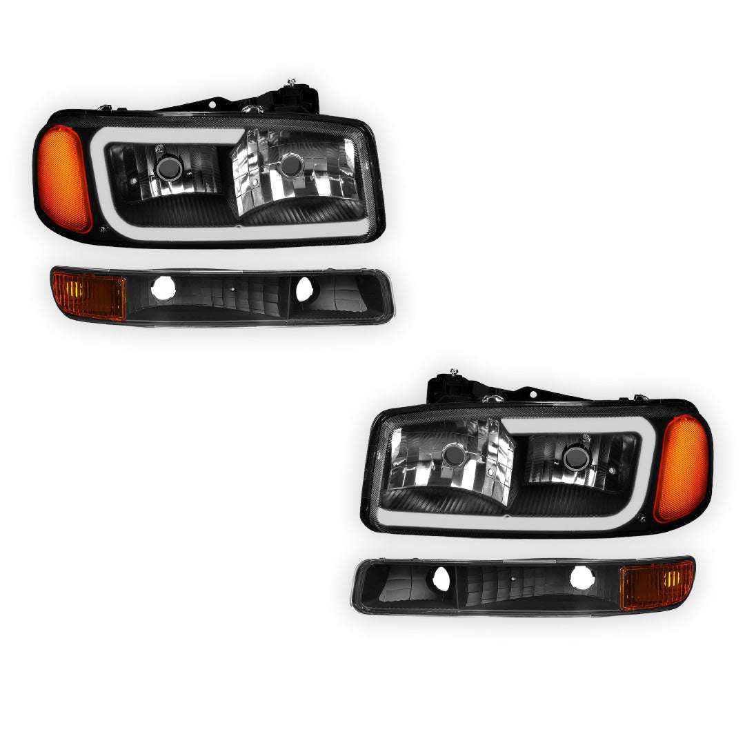 GMC Sierra 1500 SLE / SLE2 / SLT (1999 - 2007) Pair LED DRL Headlights LH + RH