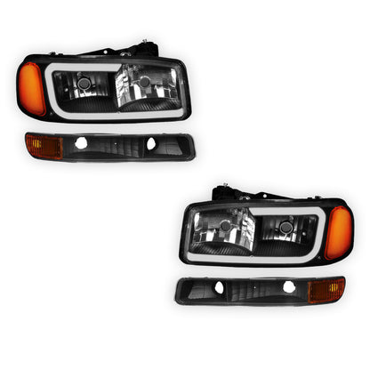 GMC Sierra 1500 SLE / SLE2 / SLT (1999 - 2007) Pair LED DRL Headlights LH + RH