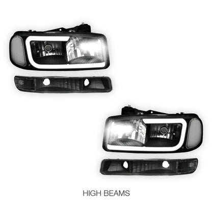 GMC Sierra 1500 SLE / SLE2 / SLT (1999 - 2007) Pair LED DRL Headlights LH + RH