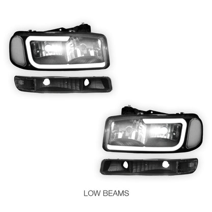 GMC Sierra 1500 SLE / SLE2 / SLT (1999 - 2007) Pair LED DRL Headlights LH + RH