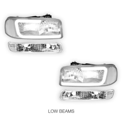 GMC Sierra 1500 SLE / SLE2 / SLT (1999 - 2007) Pair LED DRL Headlights LH + RH