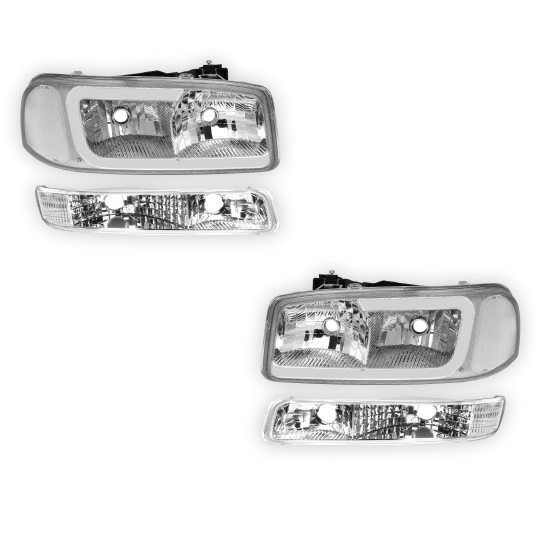 GMC Sierra 1500 SLE / SLE2 / SLT (1999 - 2007) Pair LED DRL Headlights LH + RH