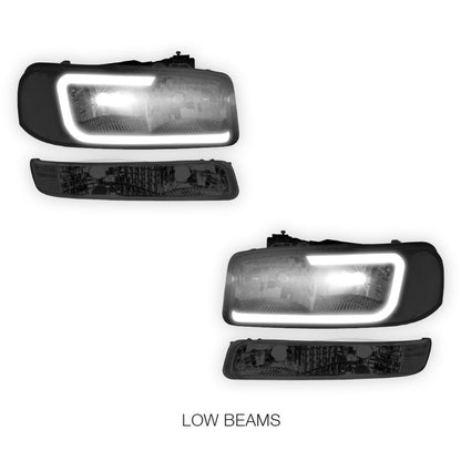 GMC Sierra 1500 SLE / SLE2 / SLT (1999 - 2007) Pair LED DRL Headlights LH + RH