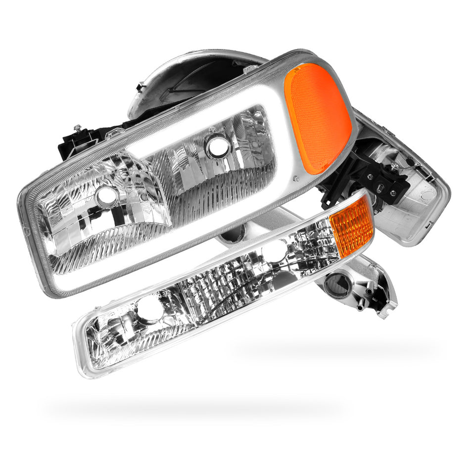 GMC Sierra 2500 SL / SLE / SLT (1999 - 2004) Pair LED DRL Headlights LH + RH