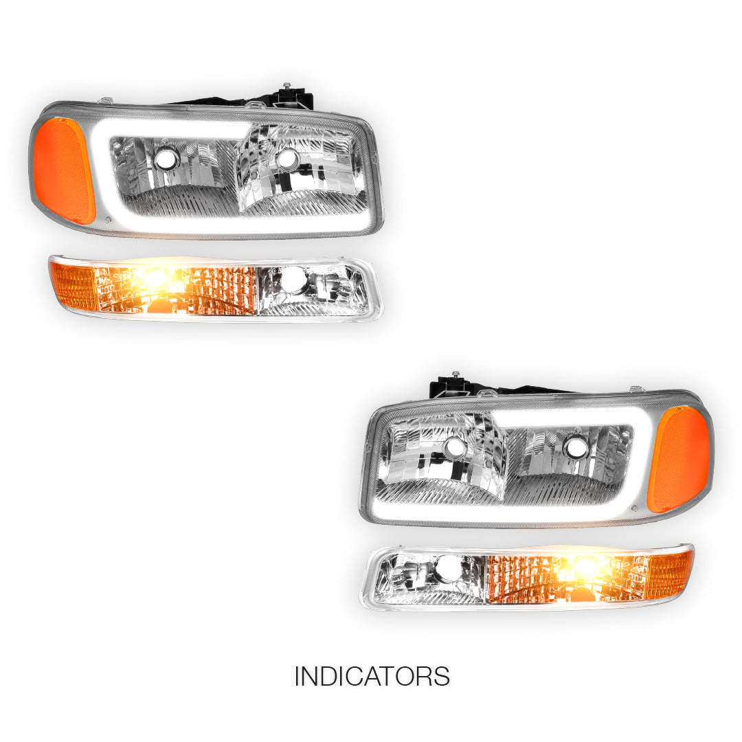 GMC Sierra 2500 SL / SLE / SLT (1999 - 2004) Pair LED DRL Headlights LH + RH