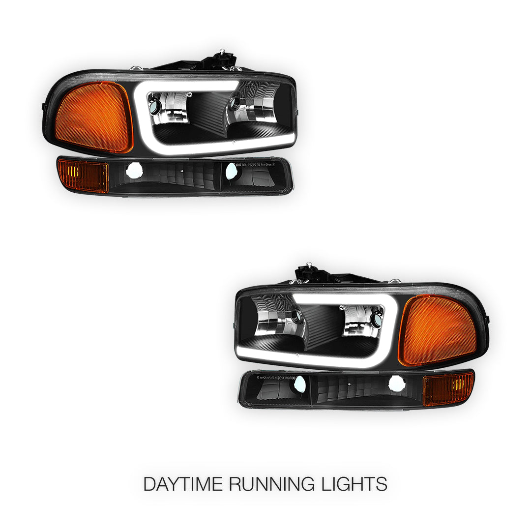 GMC Sierra 2500 SL / SLE / SLT (1999 - 2004) Pair LED DRL Headlights LH + RH