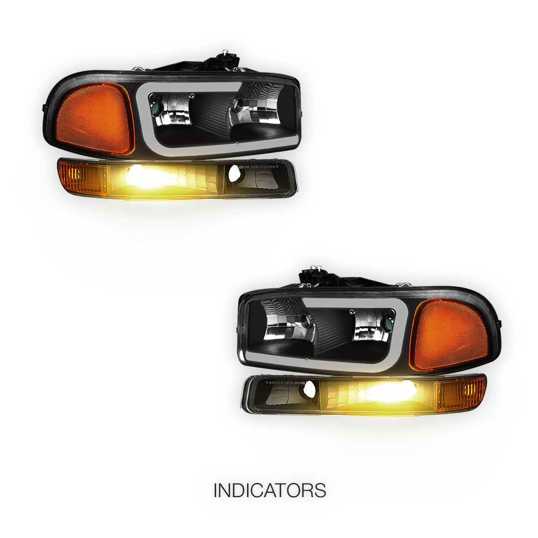 GMC Sierra 2500 SL / SLE / SLT (1999 - 2004) Pair LED DRL Headlights LH + RH