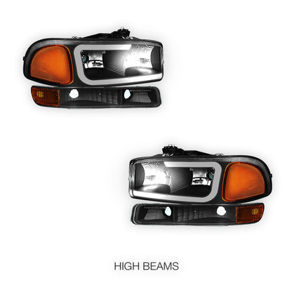 GMC Sierra 2500 SL / SLE / SLT (1999 - 2004) Pair LED DRL Headlights LH + RH