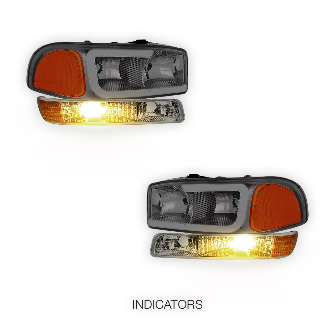 GMC Sierra 2500 SL / SLE / SLT (1999 - 2004) Pair LED DRL Headlights LH + RH