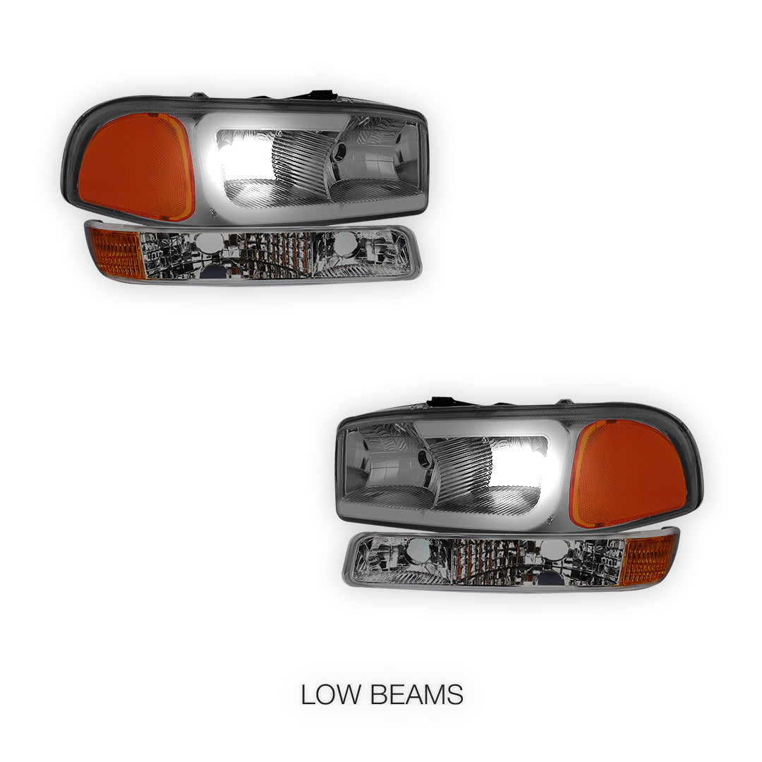 GMC Sierra 2500 SL / SLE / SLT (1999 - 2004) Pair LED DRL Headlights LH + RH