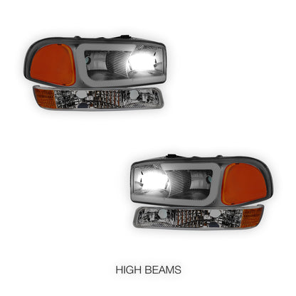 GMC Sierra 2500 SL / SLE / SLT (1999 - 2004) Pair LED DRL Headlights LH + RH