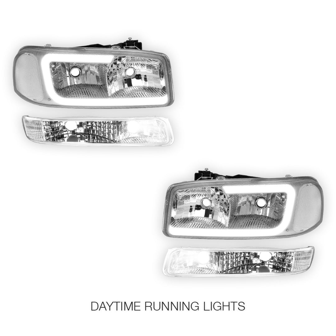 GMC Sierra 2500 SL / SLE / SLT (1999 - 2004) Pair LED DRL Headlights LH + RH