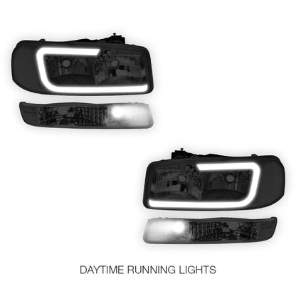 GMC Sierra 2500 SL / SLE / SLT (1999 - 2004) Pair LED DRL Headlights LH + RH
