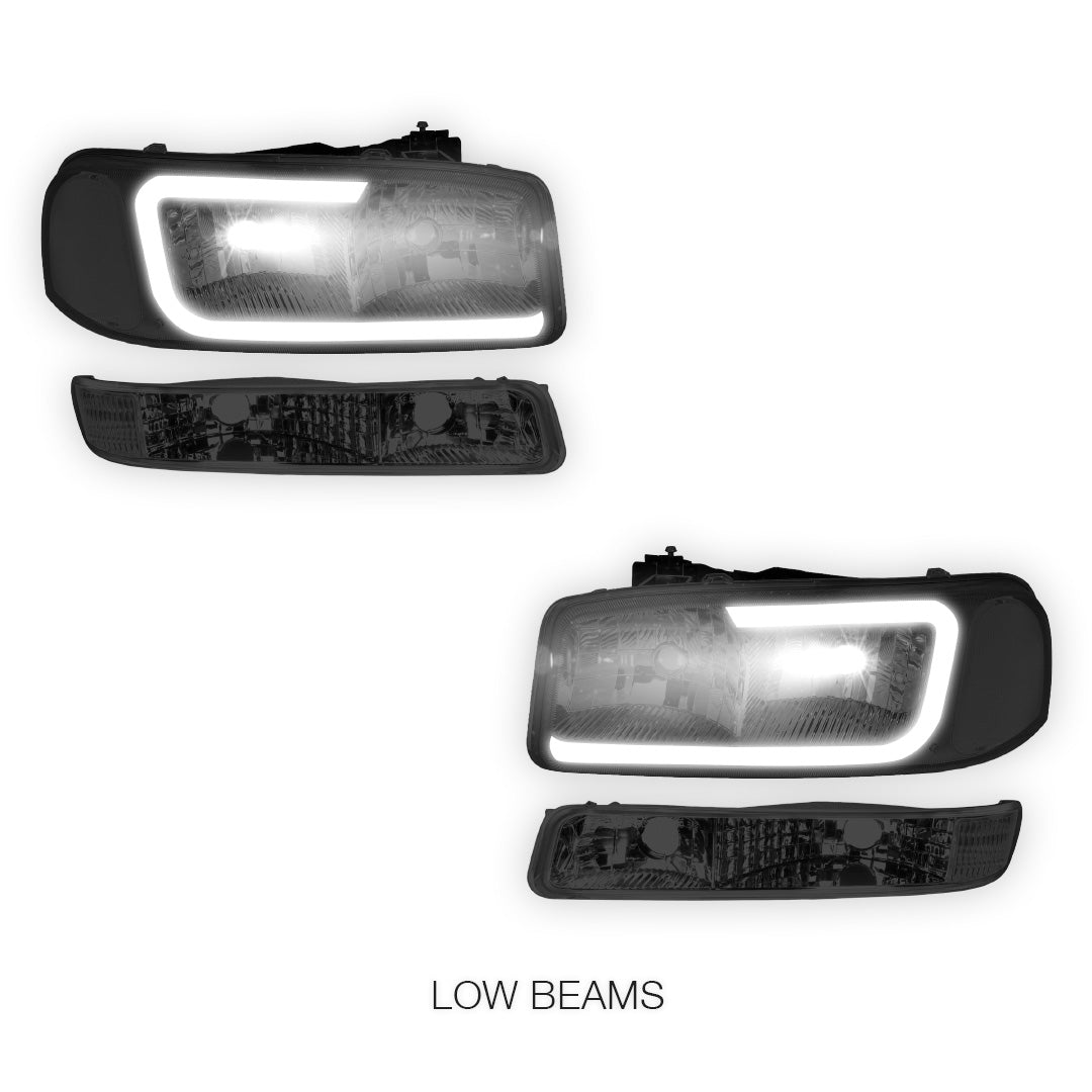 GMC Sierra 2500 SL / SLE / SLT (1999 - 2004) Pair LED DRL Headlights LH + RH