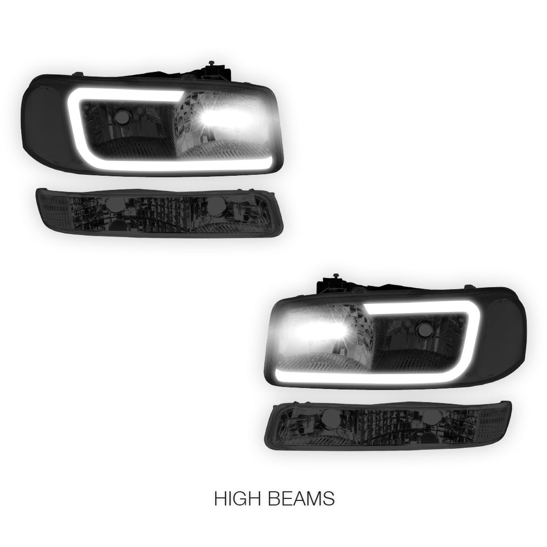 GMC Sierra 2500 SL / SLE / SLT (1999 - 2004) Pair LED DRL Headlights LH + RH