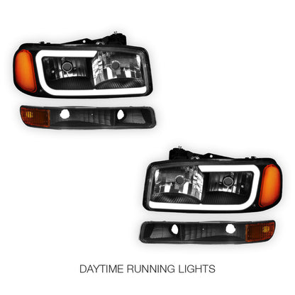 GMC Sierra 2500 HD SL / SLE / SLT (2001 - 2007) Pair LED DRL Headlights LH + RH