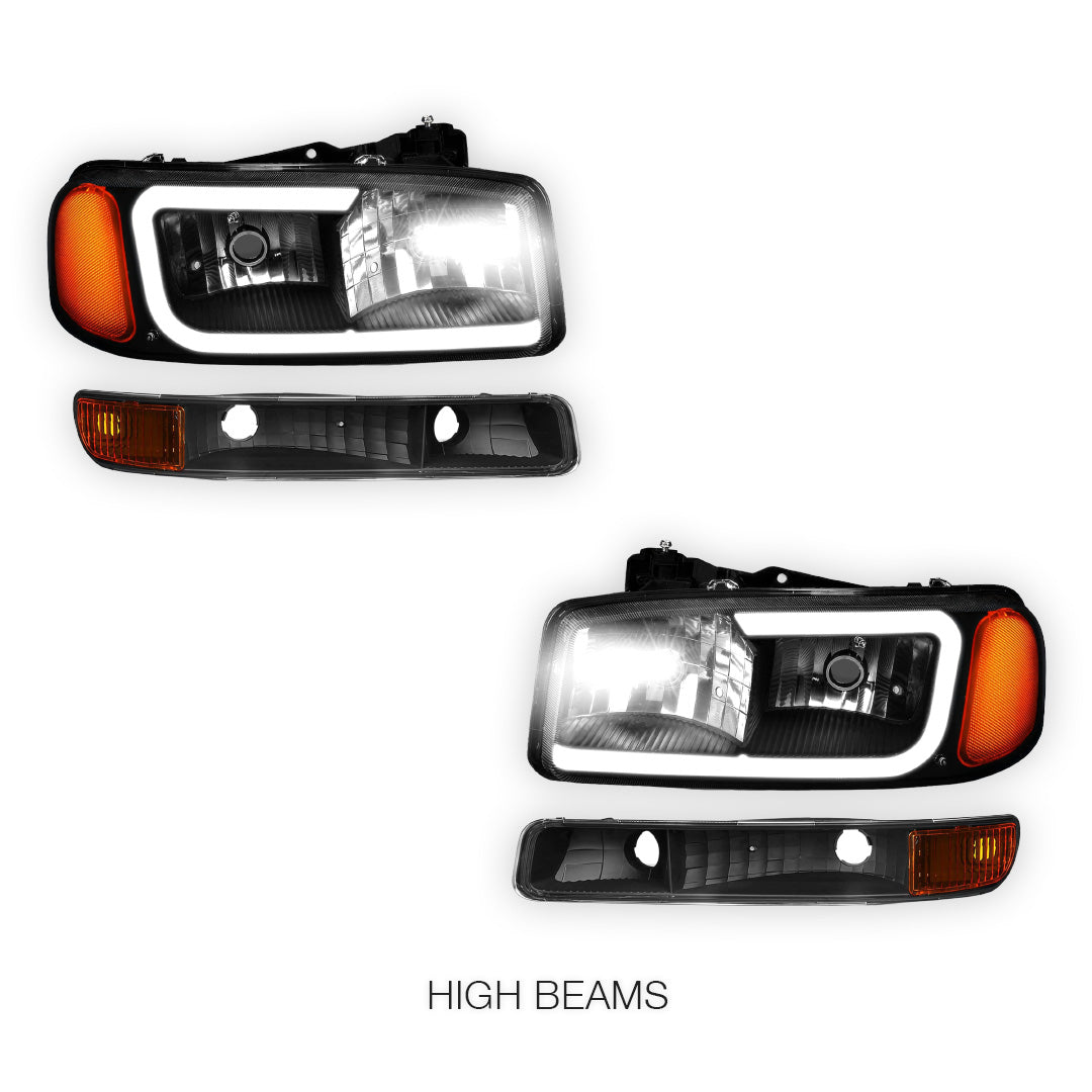 GMC Sierra 2500 HD SL / SLE / SLT (2001 - 2007) Pair LED DRL Headlights LH + RH