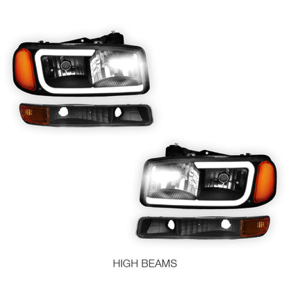 GMC Sierra 2500 HD SL / SLE / SLT (2001 - 2007) Pair LED DRL Headlights LH + RH