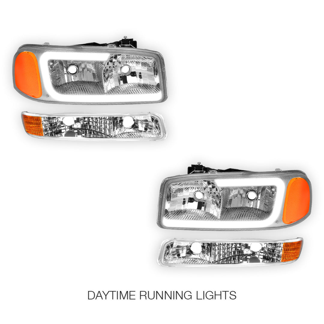 GMC Sierra 2500 HD SL / SLE / SLT (2001 - 2007) Pair LED DRL Headlights LH + RH