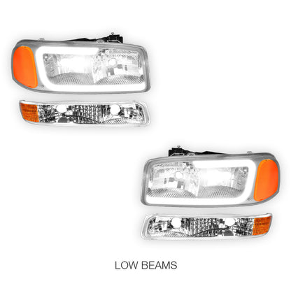 GMC Sierra 2500 HD SL / SLE / SLT (2001 - 2007) Pair LED DRL Headlights LH + RH