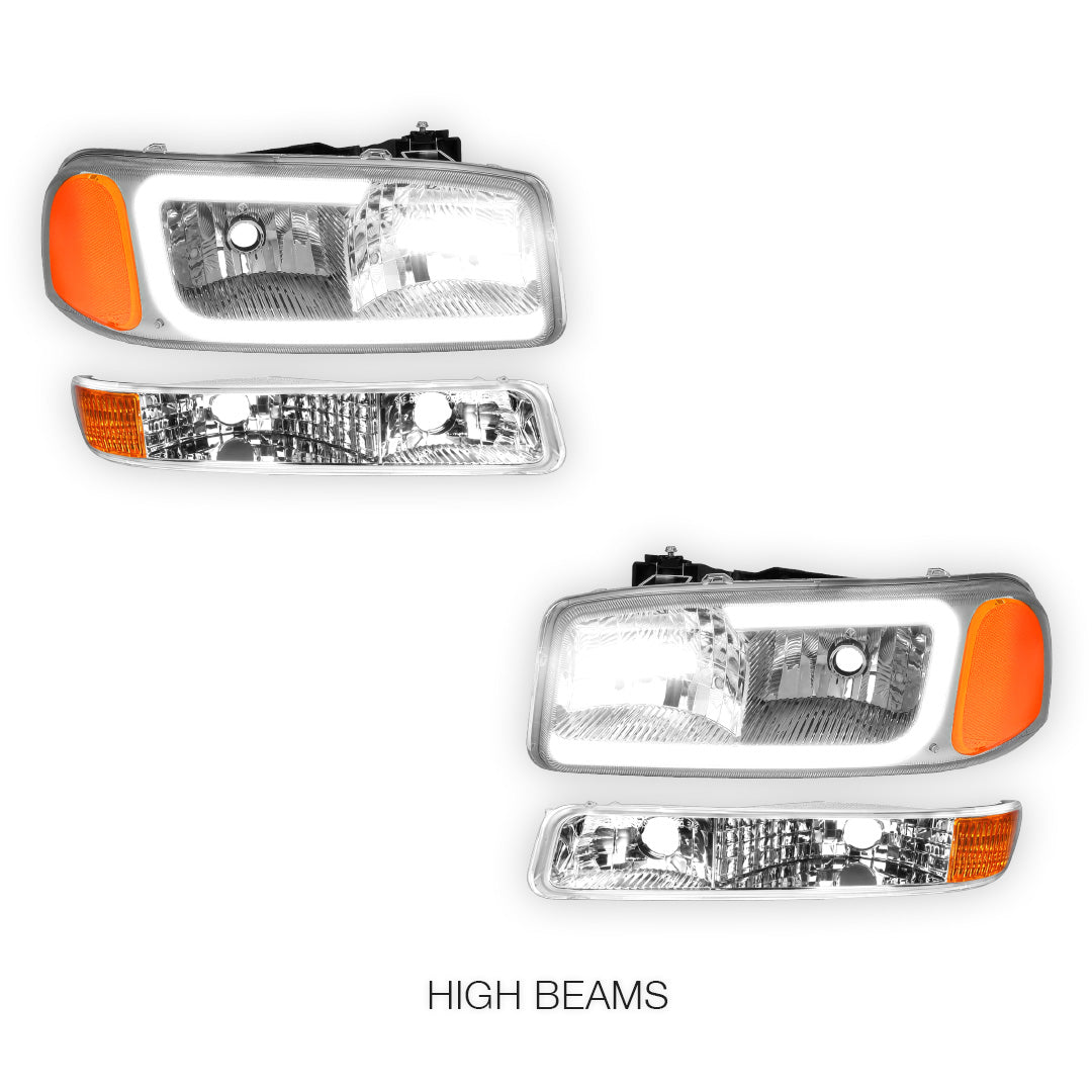 GMC Sierra 2500 HD SL / SLE / SLT (2001 - 2007) Pair LED DRL Headlights LH + RH