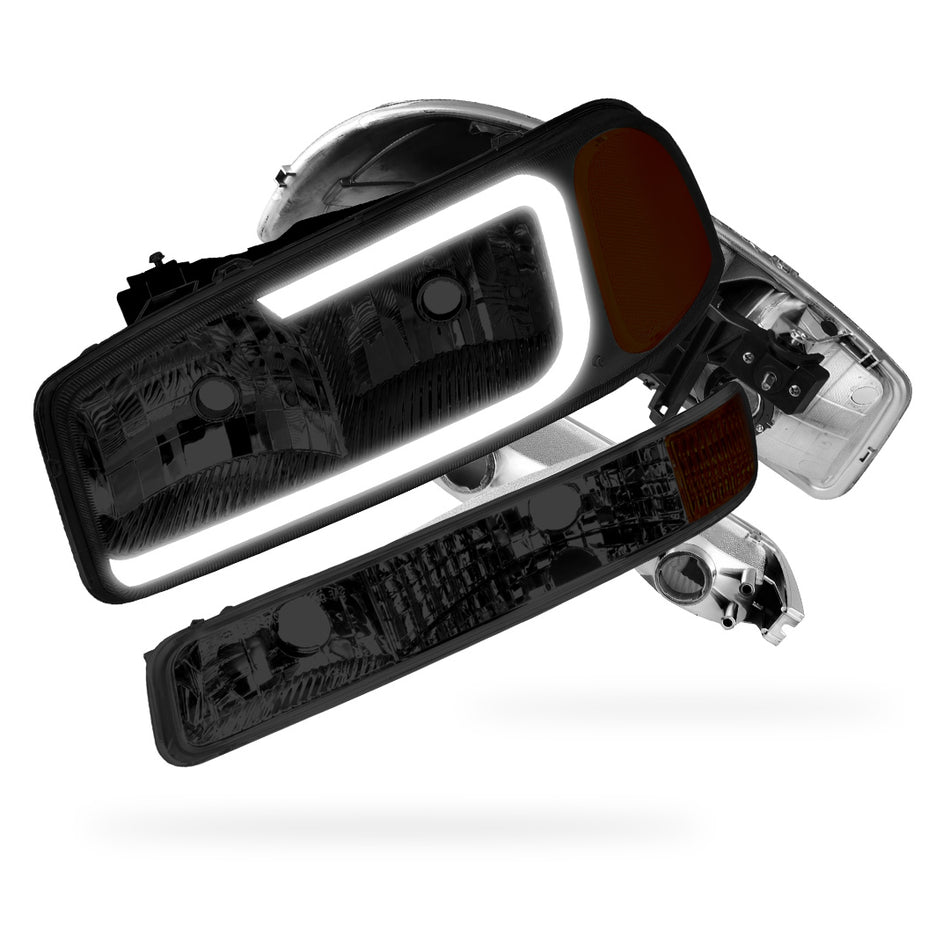 GMC Sierra 2500 HD SL / SLE / SLT (2001 - 2007) Pair LED DRL Headlights LH + RH