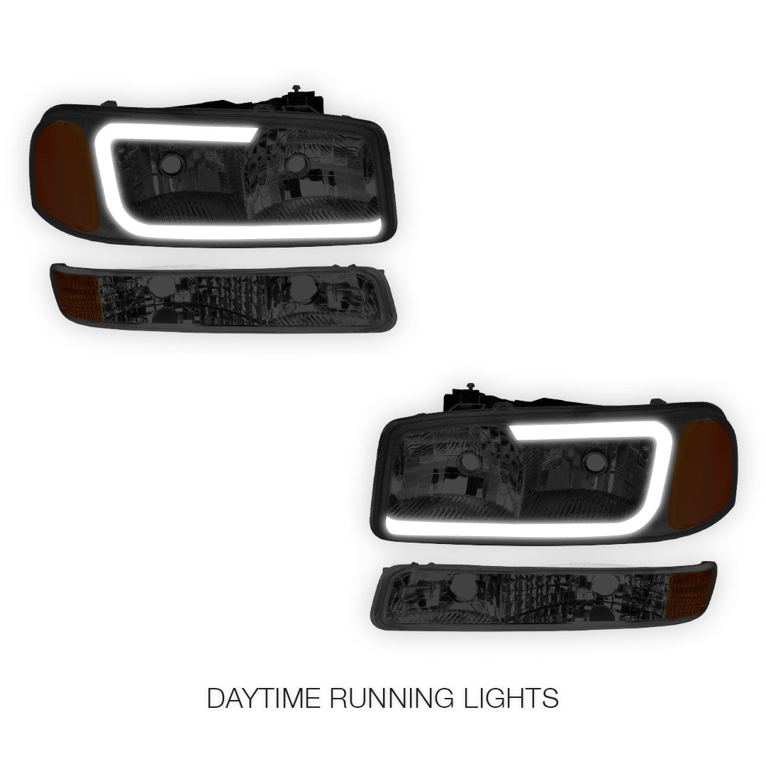 GMC Sierra 2500 HD SL / SLE / SLT (2001 - 2007) Pair LED DRL Headlights LH + RH