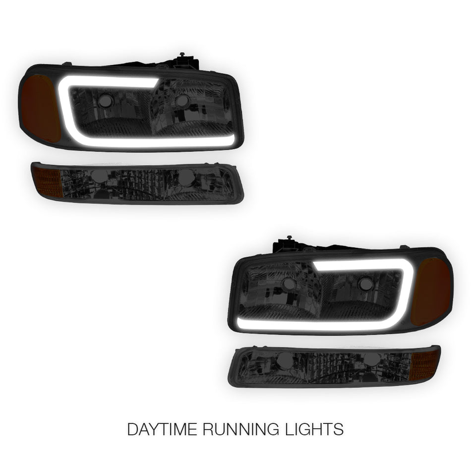 GMC Sierra 2500 HD SL / SLE / SLT (2001 - 2007) Pair LED DRL Headlights LH + RH