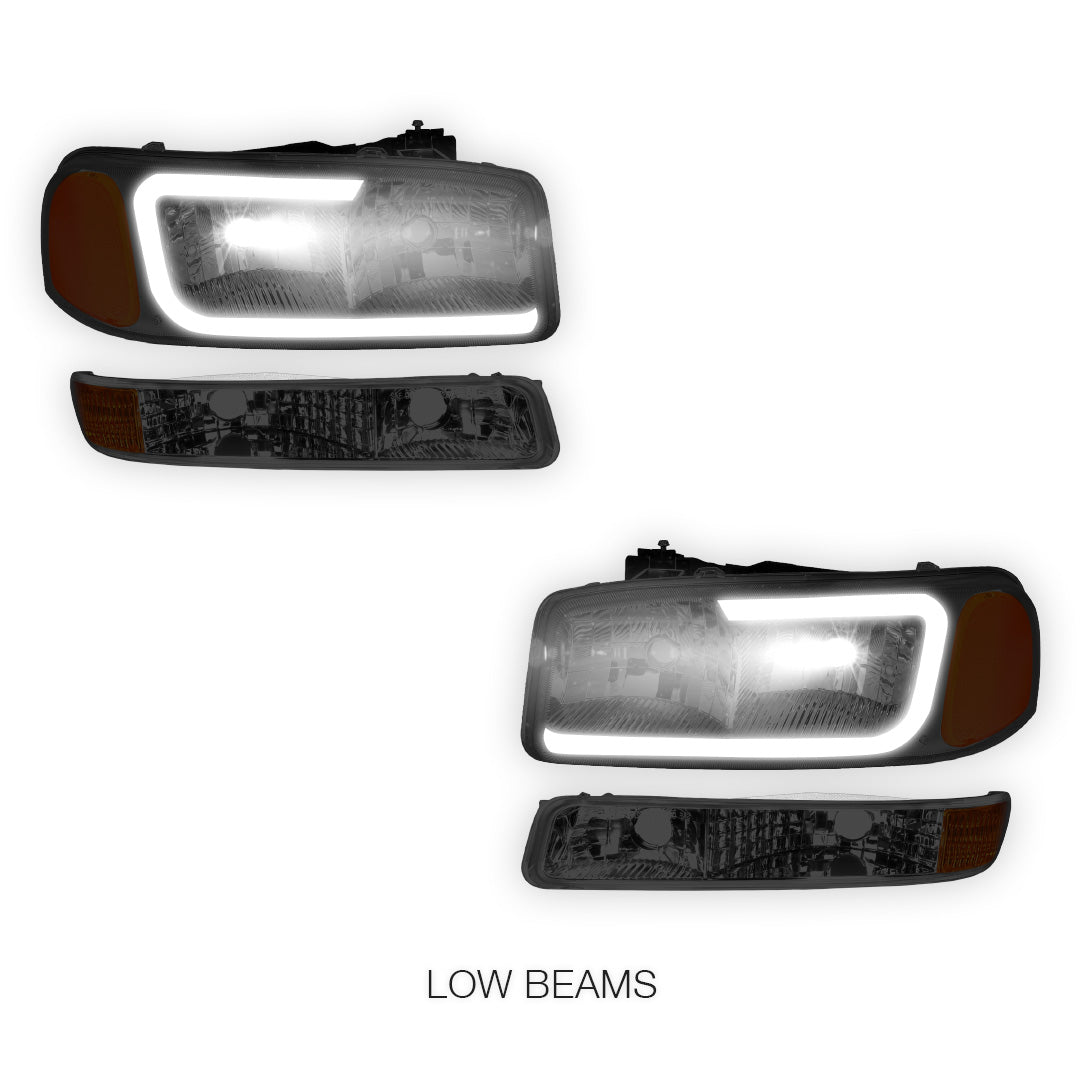 GMC Sierra 2500 HD SL / SLE / SLT (2001 - 2007) Pair LED DRL Headlights LH + RH