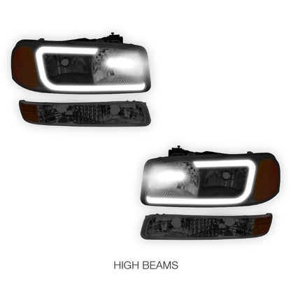 GMC Sierra 2500 HD SL / SLE / SLT (2001 - 2007) Pair LED DRL Headlights LH + RH