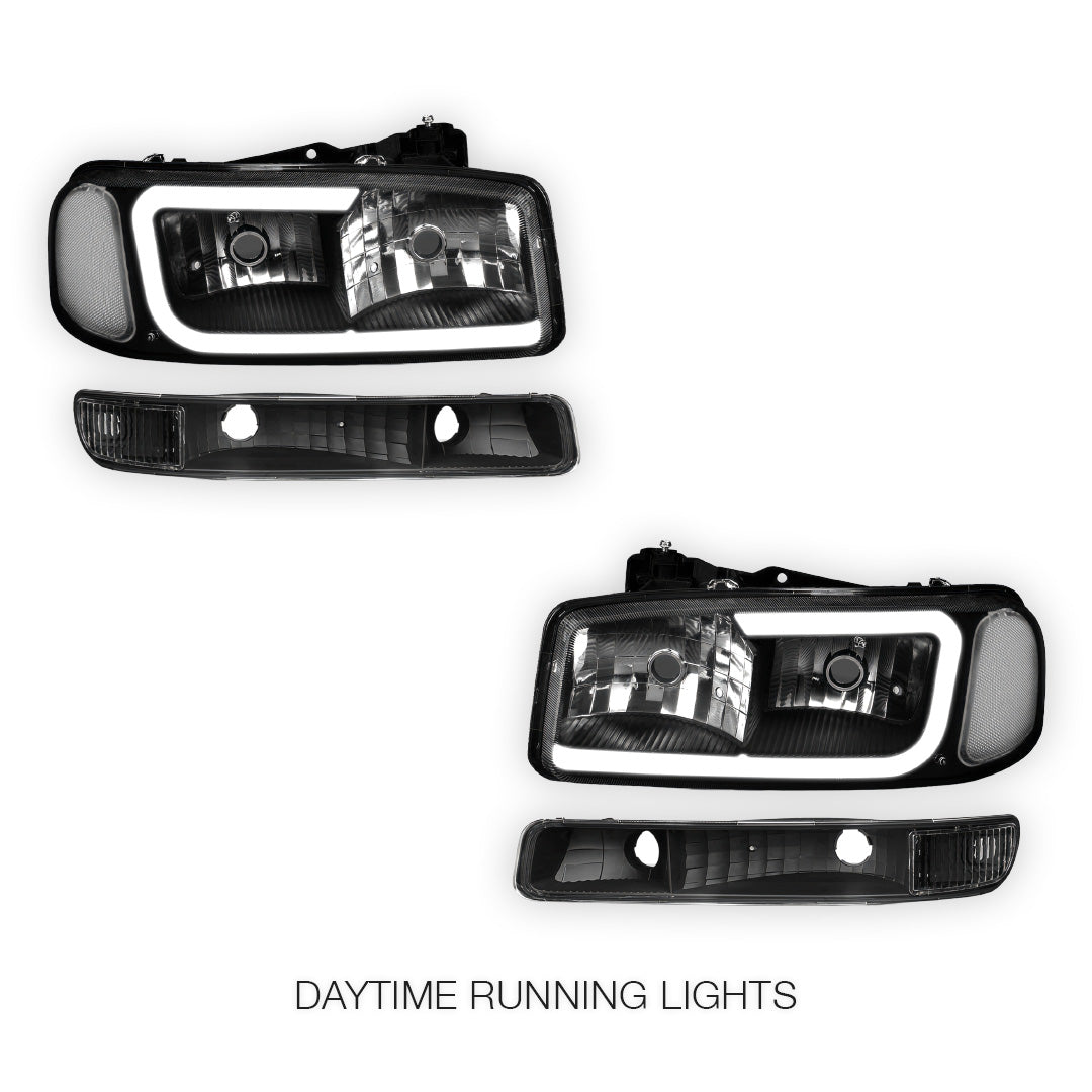 GMC Sierra 2500 HD SL / SLE / SLT (2001 - 2007) Pair LED DRL Headlights LH + RH