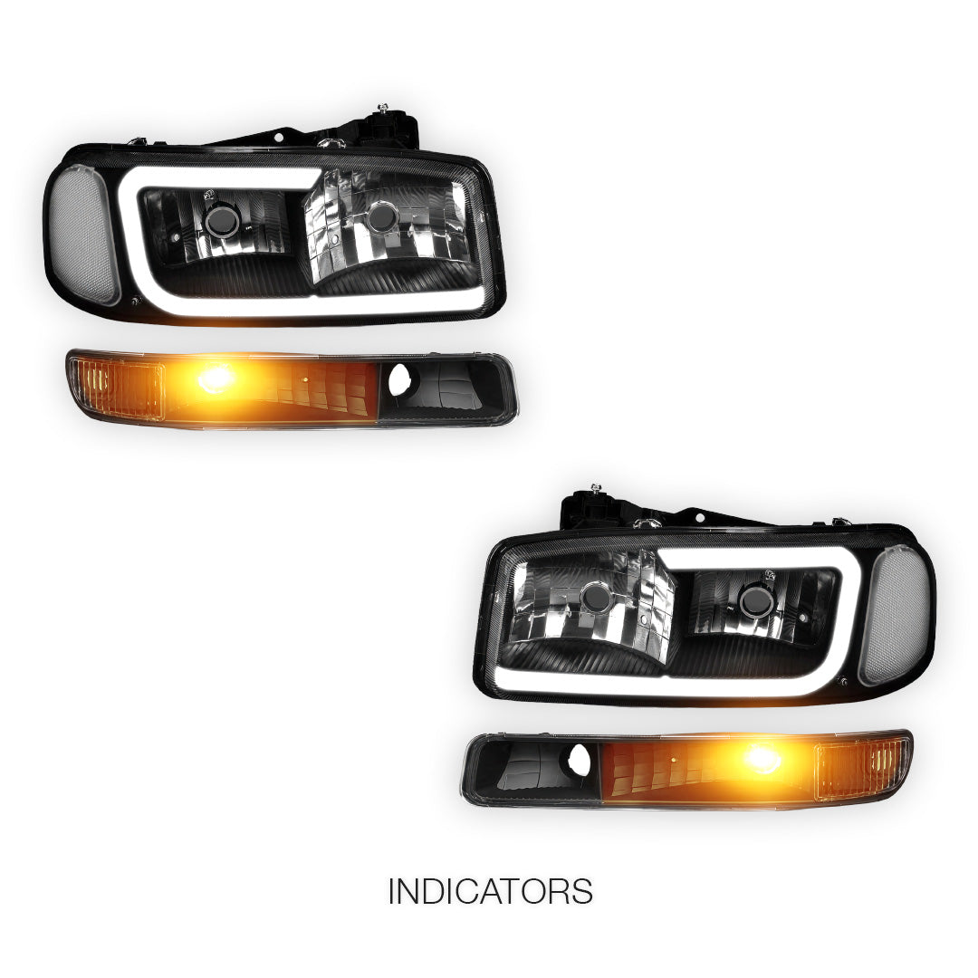 GMC Sierra 2500 HD SL / SLE / SLT (2001 - 2007) Pair LED DRL Headlights LH + RH