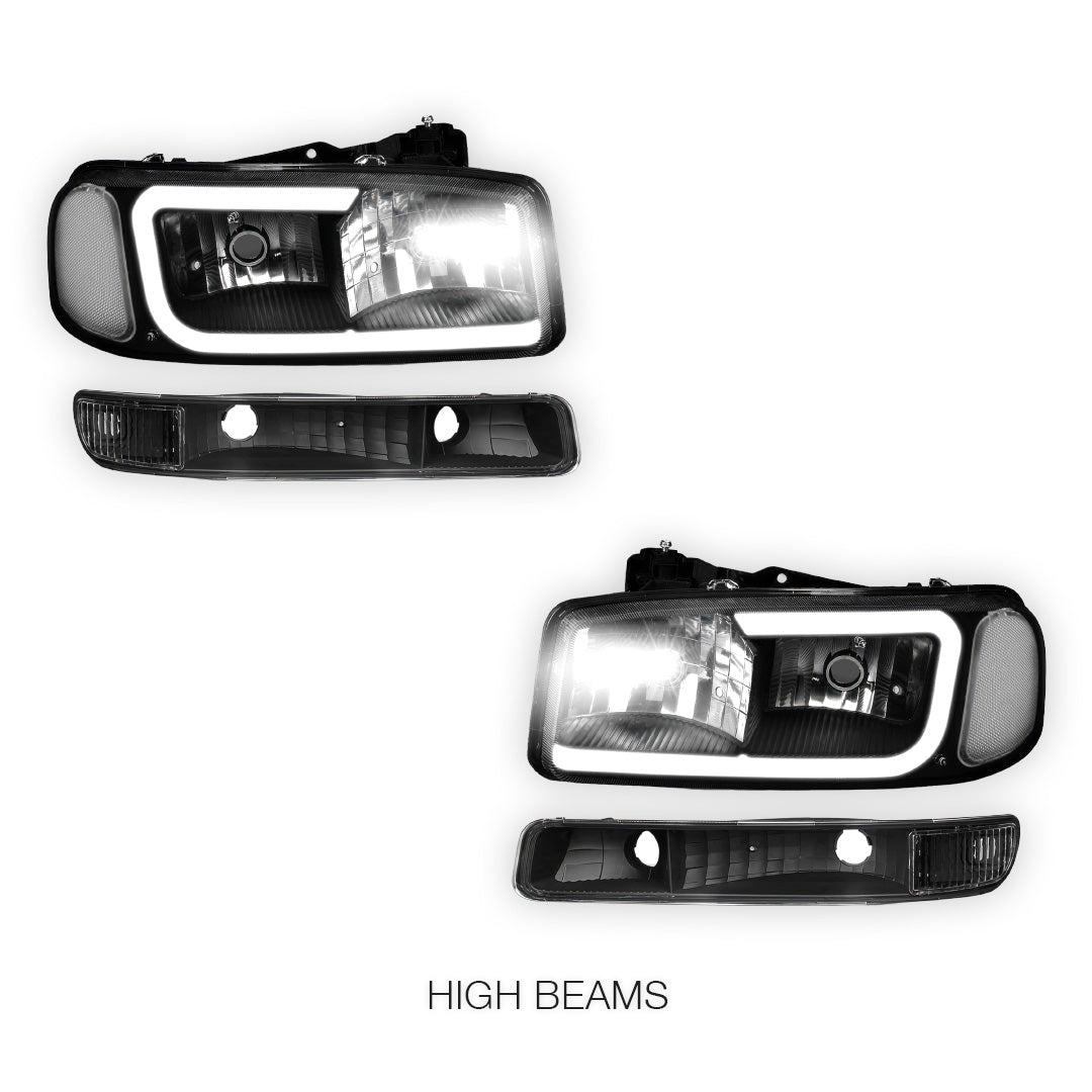 GMC Sierra 2500 HD SL / SLE / SLT (2001 - 2007) Pair LED DRL Headlights LH + RH