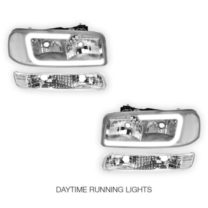 GMC Sierra 2500 HD SL / SLE / SLT (2001 - 2007) Pair LED DRL Headlights LH + RH