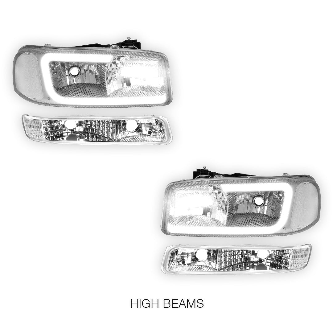 GMC Sierra 2500 HD SL / SLE / SLT (2001 - 2007) Pair LED DRL Headlights LH + RH