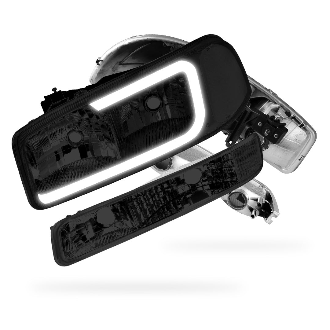 GMC Sierra 2500 HD SL / SLE / SLT (2001 - 2007) Pair LED DRL Headlights LH + RH