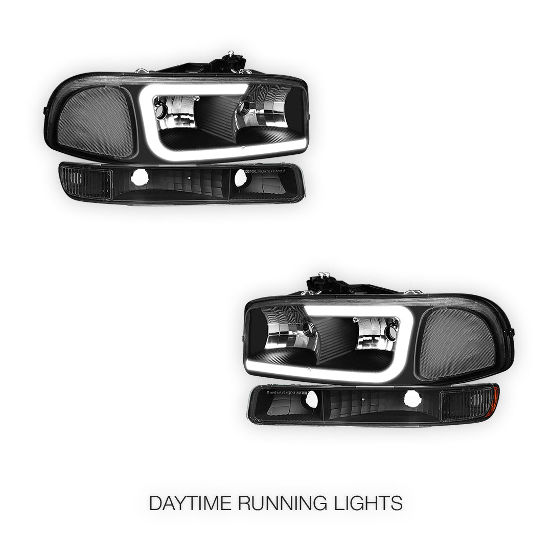 GMC Yukon XL 1500 SLE / SLT (2000 - 2006) Pair LED DRL Headlights LH + RH