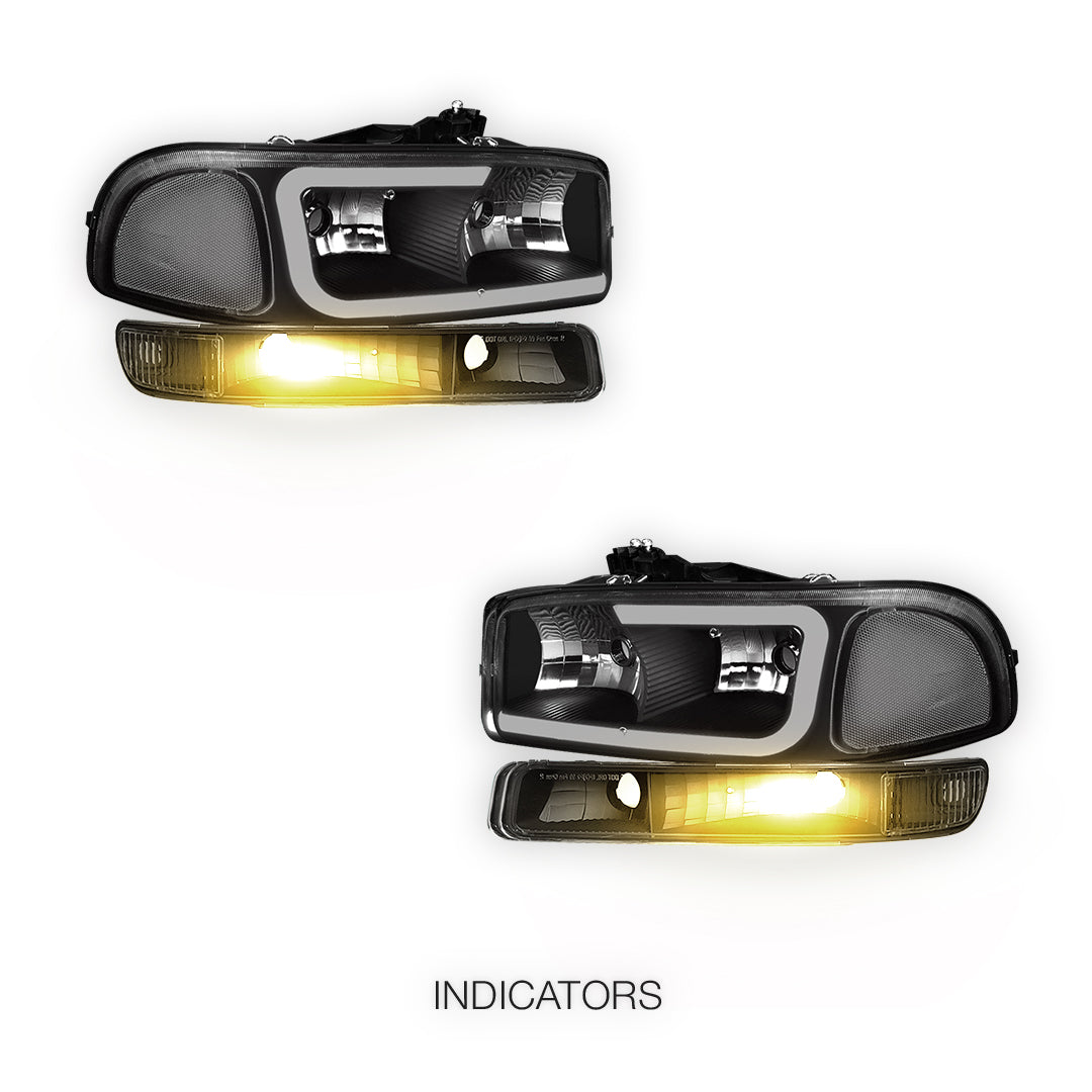 GMC Yukon XL 1500 SLE / SLT (2000 - 2006) Pair LED DRL Headlights LH + RH