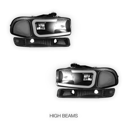 GMC Yukon XL 1500 SLE / SLT (2000 - 2006) Pair LED DRL Headlights LH + RH
