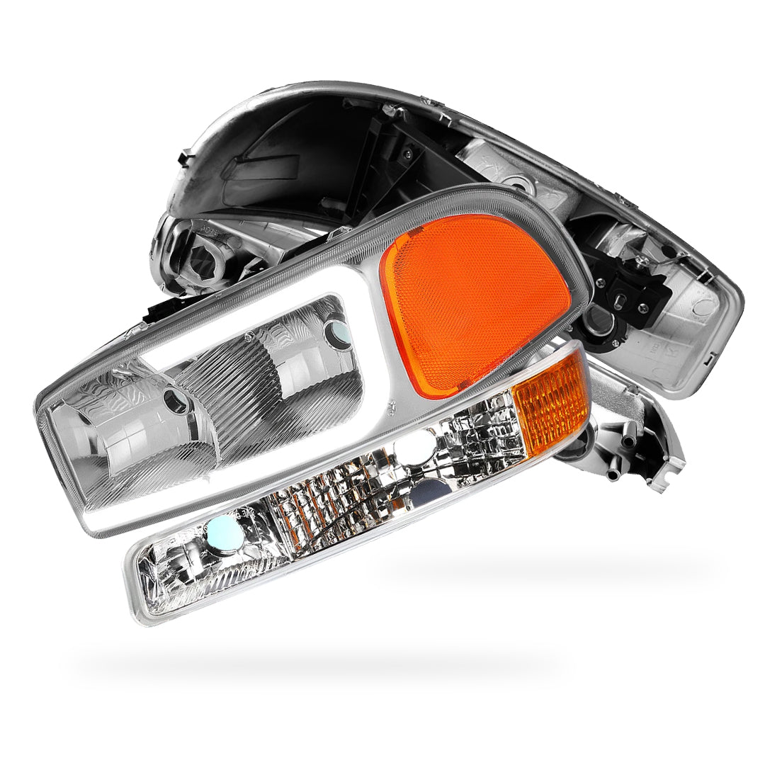 GMC Yukon XL 1500 SLE / SLT (2000 - 2006) Pair LED DRL Headlights LH + RH